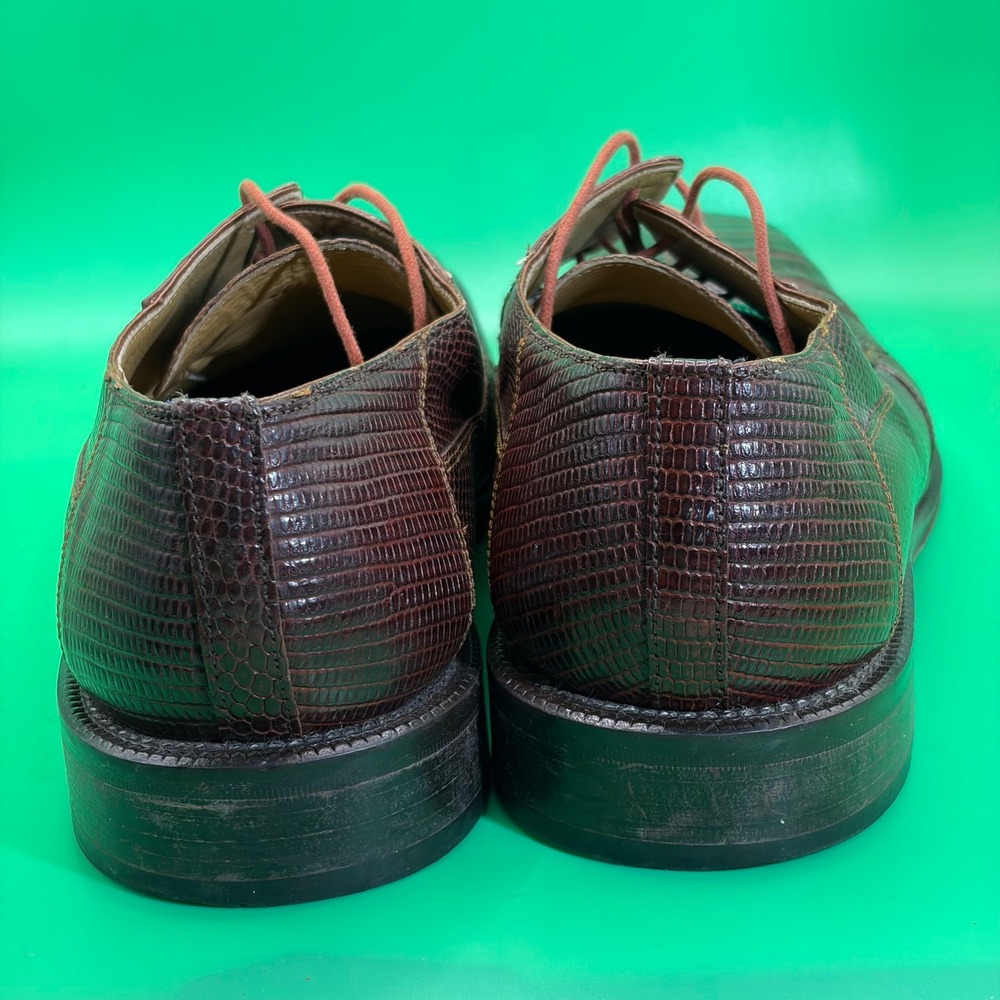 VTG David Eden Joplin Genuine Crocodile Lizard Derby Dress Shoes Mens 11.5 Brown - Picture 6 of 8